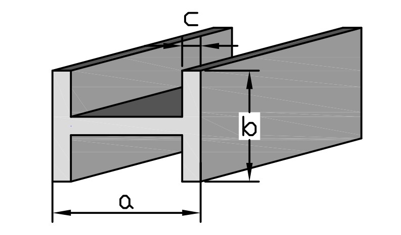 Fiberglass structural profiles Doble T axbxc